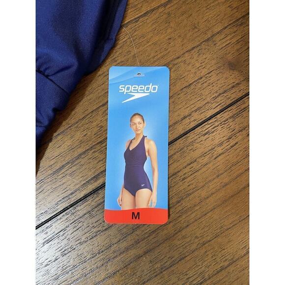 Speedo Ladies' 1-piece Halter Swim Suit Swimsuit, Blue, Halter Size medium - Picture 13 of 16